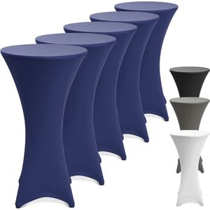 Beautissu Statafelhoes Stella Ø 80 cm statafelrok voor statafel – feest decoratie geschikt voor horeca – feestversiering stretch voor elk tafel – set van 5 blauw