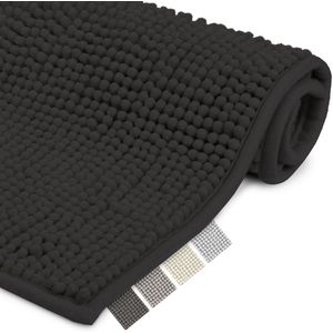 Beautissu Badmat Antislip Beaumare WR Douchemat Zwart Badmat WC Tapijt, Vloermat voor Douche of Badkamer