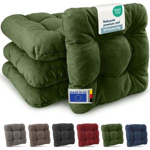 Beautissu Set van 4 Premium Stoelkussen 40x40 cm Donkergroen – UV-bestendig & Robuuste Zitkussen Stoel Outdoor 8 cm dik Tuin Stoel Kussen voor Balkonstoel Tuinstoel Zitkussen Indoor – HighLux SK
