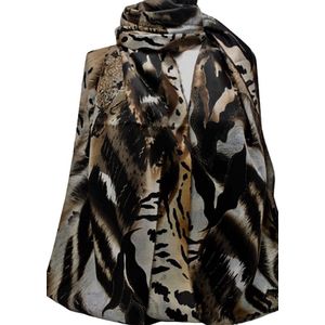 Dames Sjaal met Bruin-Zwarte Camouflage
