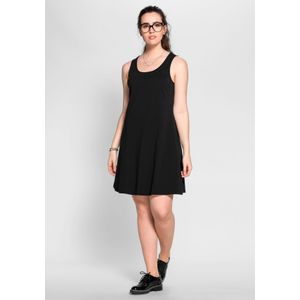 Knielanges, ärmelloses Kleid in A-Linie, schwarz, Gr.40