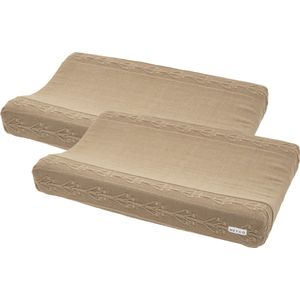 Meyco Baby Romantic Flower aankleedkussenhoes - 2-pack - taupe - 50x70cm