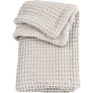 Meyco Baby Wafel Teddy ledikant deken - greige - 100x150cm - 2.0 TOG