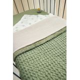 Meyco - Wafel Teddy - Ledikant Deken - Olive Green - 100% Katoen en Polyester - TOG 2.0