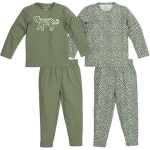Meyco Baby Cheetah pyjama - 2-pack - forest green - 110/116