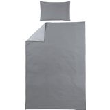 Meyco Home Basic Jersey Uni beddengoed voor 1 persoon (100% katoen, ademend materiaal, eenvoudig onderhoud, praktische inslagstrepen, afmetingen: 140 x 200/220 cm), grijs/lichtgrijs