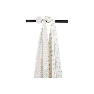 Meyco Baby Dot Stripe swaddle - 2-pack - hydrofiel - sand - 120x120cm