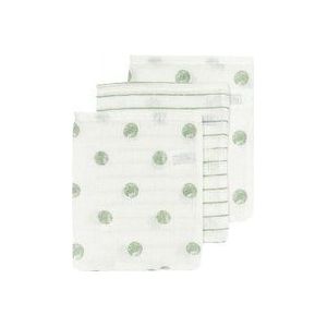 Meyco Baby Dot Stripe washandjes - 3-pack - hydrofiel - soft green - 20x17cm