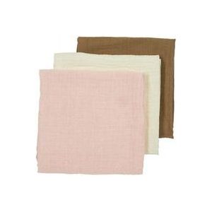 Meyco 3 Hydrofiele Luiers In Katoen 70X70 Prewashed - Offwhite/Soft Pink/Toffee