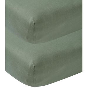 Meyco Baby Uni hoeslaken co sleeper 2 pack forest green