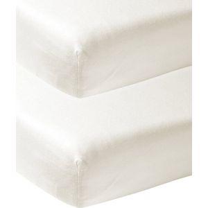 Meyco Baby Uni hoeslaken ledikant - 2-pack - offwhite - 60x120cm