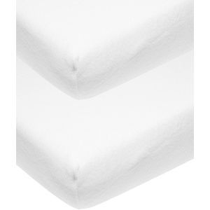 Meyco Baby Uni molton stretch hoeslaken ledikant - 2-pack - white - 60x120cm