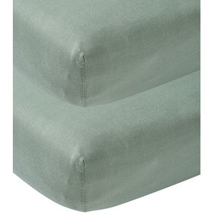 Meyco Baby Uni hoeslaken juniorbed - 2-pack - stone green - 70x140/150cm