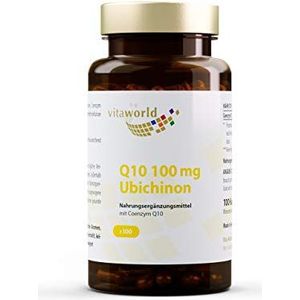 Vita World Q10 100 mg Ubiquinone - 100 Capsules - VEGAN - Gemaakt in Duitsland