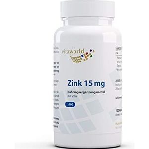 Vita World Zink 15 mg - 100 Capsules - VEGAN - Gemaakt in Duitsland