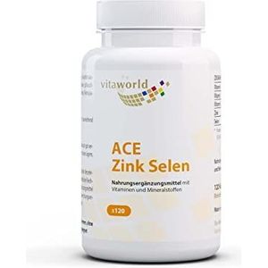 Vita World ACE Zink + Selenium 120 Capsules Veganistisch Aangevuld met Vitamine A, C en E in Optimale Dosering - Gemaakt in Duitsland