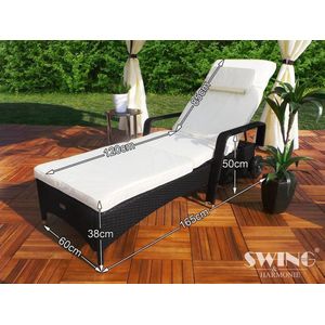 Rotan Ligstoel Relax ZWART