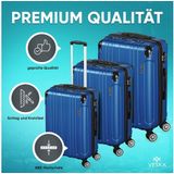 Veska Hartschalenkoffer Kofferset "Madrid"  3 teilig mit TSA Zahlenschloss 4 Rollen ABS-Hartschale, Reisekoffer Trolley Rollkoffer Koffer - nebelblau
