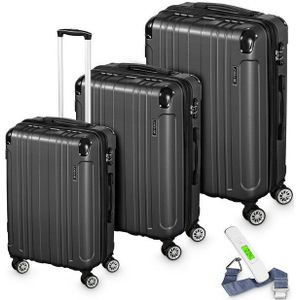 Veska Hartschalenkoffer Kofferset "Madrid"  3 teilig mit TSA Zahlenschloss 4 Rollen ABS-Hartschale, Reisekoffer Trolley Rollkoffer Koffer - nebelblau