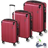 Veska Hartschalenkoffer Kofferset "Madrid" 3 teilig mit TSA Zahlenschloss 4 Rollen ABS-Hartschale, Reisekoffer Trolley Rollkoffer Koffer - oliv-grün