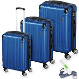 Veska Hartschalenkoffer Kofferset "Madrid" 3 teilig mit TSA Zahlenschloss 4 Rollen ABS-Hartschale, Reisekoffer Trolley Rollkoffer Koffer - königsblau