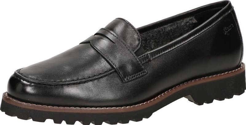 Sioux - Meredith-741-Wf-H - Mocassins - Zwart - Bovenmateriaal van Zacht Leer - Zachte Rubberen Zool - Elastische Comfortabele Band