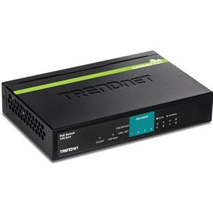 TRENDnet TPE-S44 8-Port 10/100Mbps PoE Switch, 4 x 10/100, 4 x 10/100 PoE, 802.3af, 30 W PoE vermogen