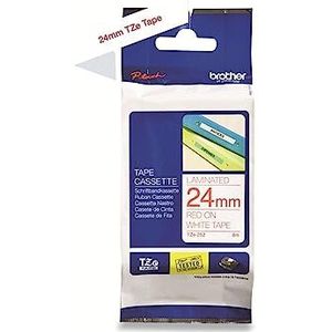 BROTHER TX252 tapecatroon wit op rood 24 mm x 15m gelamineerd voor P-touch-serie