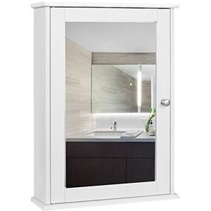 EUGAD Badkamerkast spiegelkast modern 42x12x58,5cm,Staande spiegelkast badkamerkast met spiegel Wit,0019WY