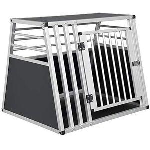 EUGAD Hondentransportbox, aluminium, kofferbak, transportbox, hondenbox voor grote/middelgrote hond, kat, 80 x 65 x 65 cm, autotransportboxen, auto, hondenbox, thuis, op reis, gemakkelijk te reinigen