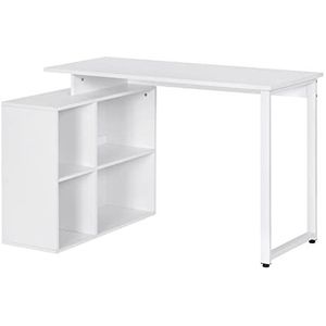 EUGAD Bureautafel Werktafel kantoortafel in spaanplaat met opbergplanken, Computertafel Opbergtafel 116x75x80cm,Wit 0077ZZ