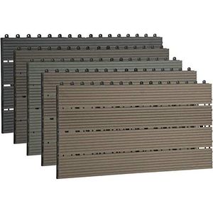 EUGAD Terrastegels kliktegels, WPC, terrasplanken houtlook 30 x 60 cm, tegelvloertegel met kliksysteem, vloerbedekking antraciet (12 stuks / 2 m²)
