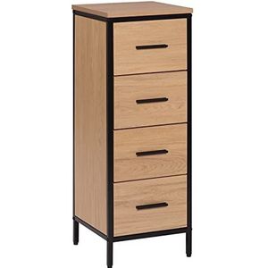 EUGAD Badkamerkast, badkamerkast, commode met 4 laden, bijzetkast, kast voor badkamer, woonkamer, slaapkamer, keuken, hal, van metaal + houtmateriaal, 30 x 82 x 30 cm