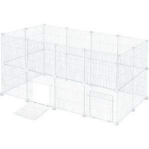 EUGAD Vrijloophok konijnen, cavia's omheiningen, ren voor kleine dieren, ren voor kleine dieren, buitenren voor konijnen, hamsters, schildpadden, konijnenhok binnen incl. deur DIY 142x72x72cm wit