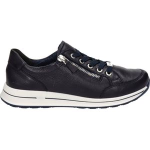 Donkerblauw/Bruin - Vrijetijdsschoen - Vetersluiting - Sleehak