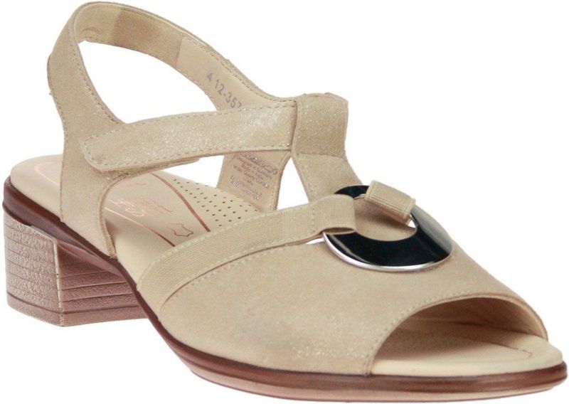 Ara - Lugano - Sandaal - Zand - Metallic - Blokhak