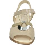 Zand - Sandaal - Metallic - Blokhak - Klittenbandsluiting