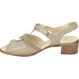 Zand - Sandaal - Metallic - Blokhak - Klittenbandsluiting