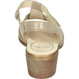 Zand - Sandaal - Metallic - Blokhak - Klittenbandsluiting