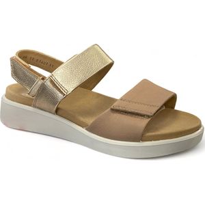 ARA - Sandalen - Beige - Zilver - Profielzolen - Verstelbare Riemen - Velcro Sluiting