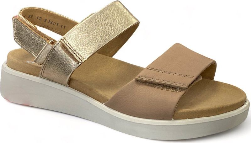 ARA - Sandalen - Beige - Zilver - Profielzolen - Verstelbare Riemen - Velcro Sluiting