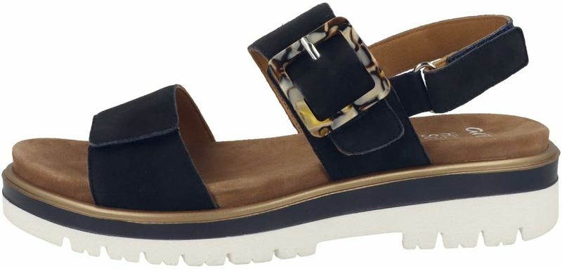 Ara - Malaga - Sandalen - Donkerblauw - Klittenbandsluiting - Plateauhak