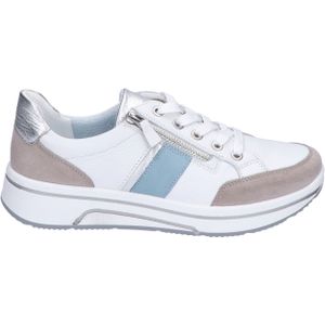 ARA Sapporo Sneakers voor dames, Pebble, wit, zilver, aqua, 37,5 EU breed, Pebble Wit Zilver Aqua, 37.5 EU Breed