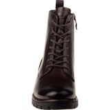 Veterlaarsjes - Zwart - Leer - Ronde Neus - Blokhak - Flexibele Zool