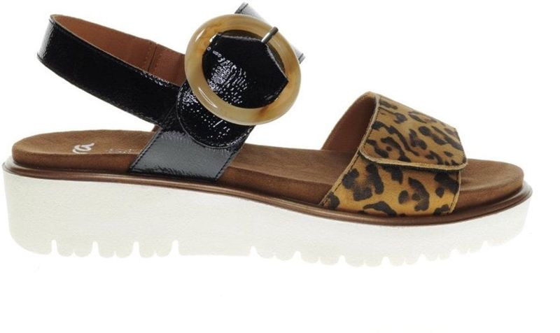 Ara - Bilbao - Sandalen - Zwart/Luipaard - Glanzend - Klittenbandsluiting - Plateau