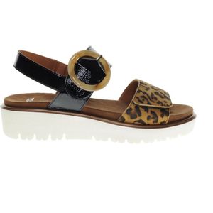 Sandaal - Dierenprint - Leer - Velcro Sluiting - Sleehak