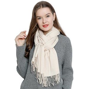 Dames-sjaal één kleur zacht 185 x 65 cm crème