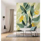 Komar Vlies fotobehang - Lemon Fresh - Grootte: 200 x 250 cm (breedte x hoogte) - citroen, behang, design, woonkamer, wanddecoratie, slaapkamer, bloemen, bloemen - LJX4-015