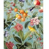 Komar Vlies fotobehang - Birds and Berries - Grootte: 200 x 250 cm (breedte x hoogte) - behang, design, woonkamer, wanddecoratie, slaapkamer, bloemen, bloemen, papegaai, vogel - LJX4-018