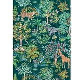 Komar Vlies fotobehang Happy Jungle - jungle, dieren, woonkamer, slaapkamer, decoratie, behang, grootte: 200 x 280 cm (breedte x hoogte) - 4 banen - baanbreedte 50 cm